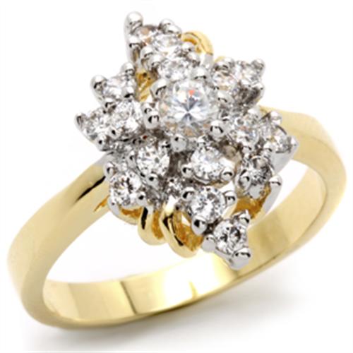 SPARKLING CZ CLUSTER RING 14KGP